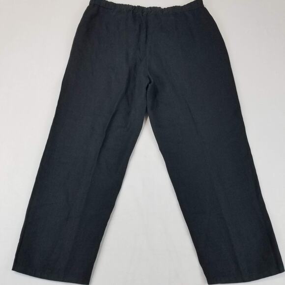 J Jill Pants Medium Tall Love 100% Linen Black Crop Pockets Elastic Lagenlook - Picture 10 of 10